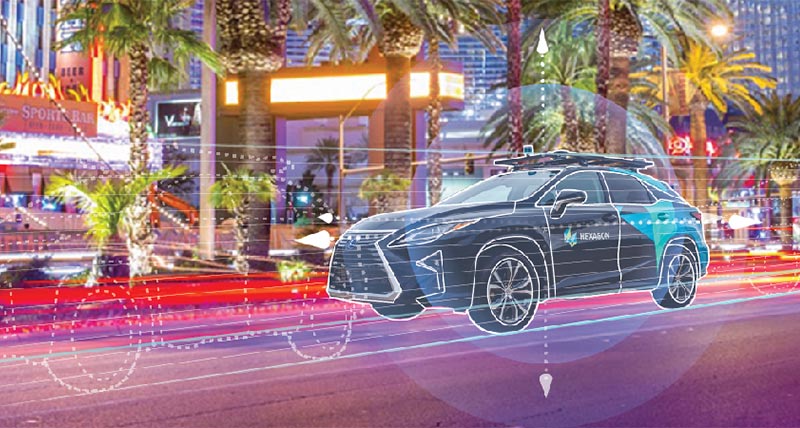 Black Hexagon branded Lexus on the Las Vegas Strip with overlayed graphics